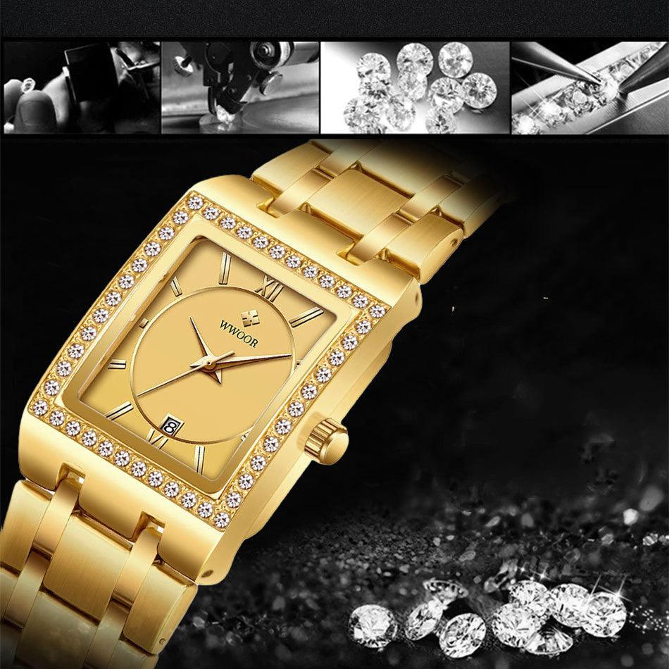 Grip Love Belt Diamond Waterproof Square Steel Band Quartz Women's Watch - fadidesign