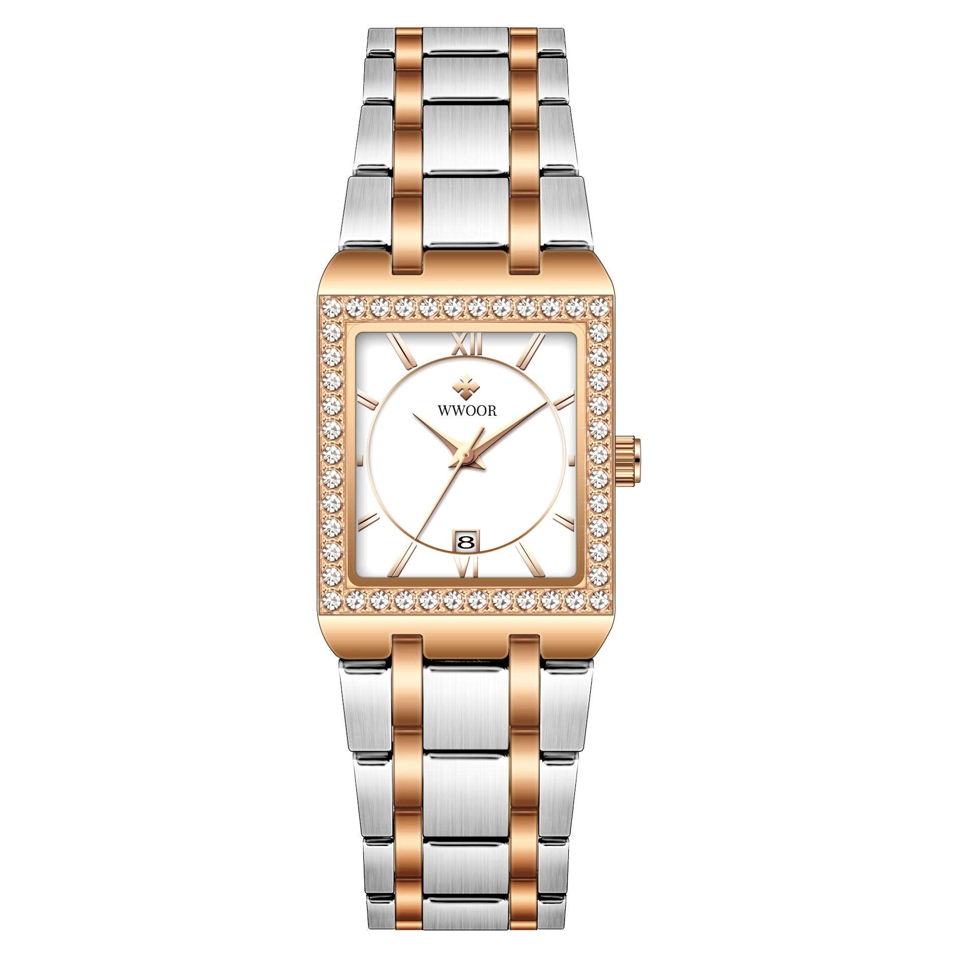 Grip Love Belt Diamond Waterproof Square Steel Band Quartz Women's Watch - fadidesign