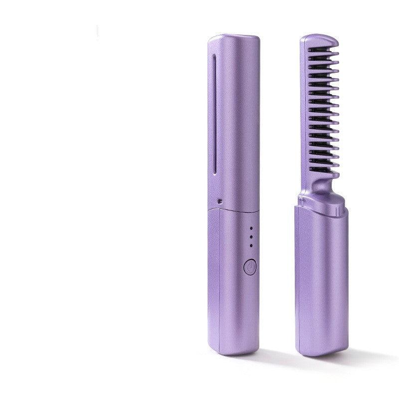 Professional Wireless Hair Straightener Curler Comb Fast Heating Negative Ion Straightening Curling Brush Hair Styling Tools - fadidesign