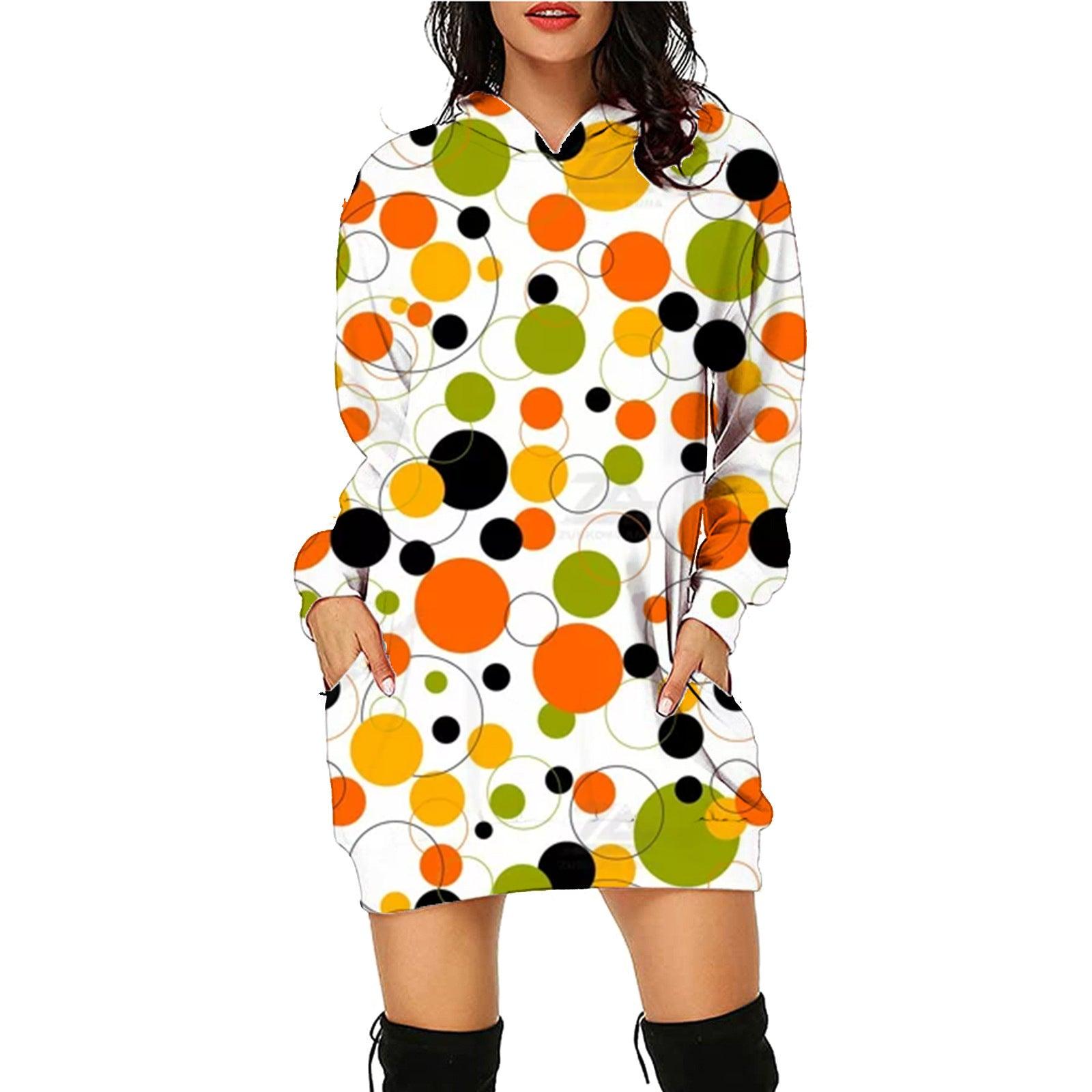 Halloween Print Long Hoodie With Pockets Sweater Long Sleeve Clothes Women - fadidesign