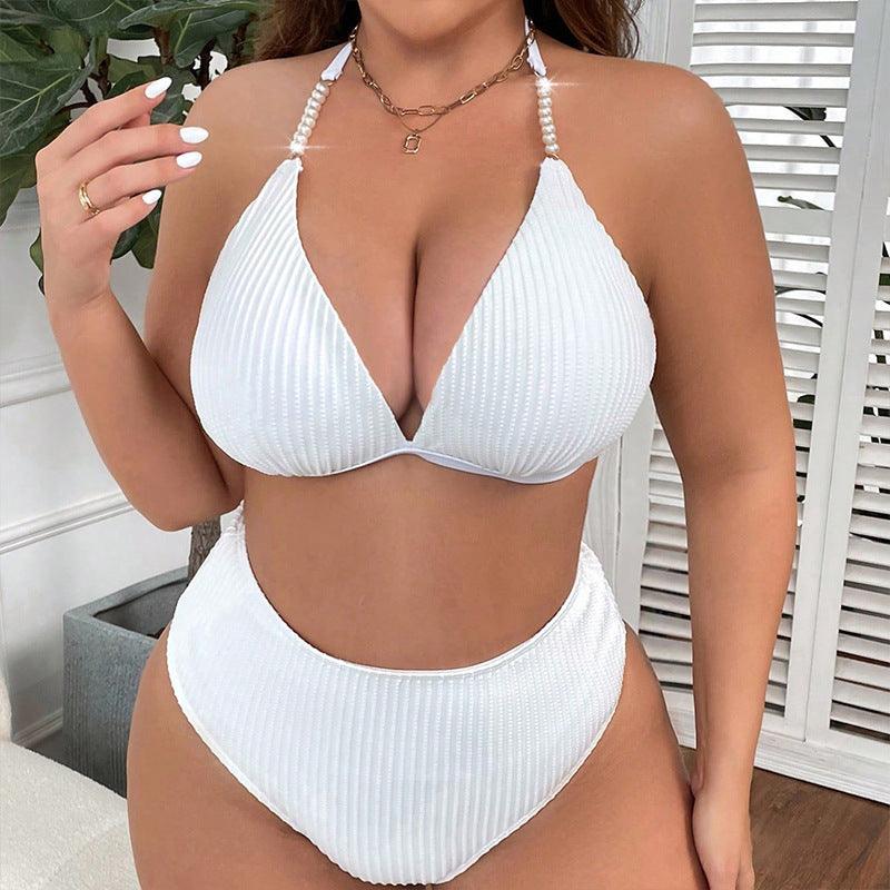 Halterneck With Suspenders Plus Size Swimming Beachwear Women's - fadidesign