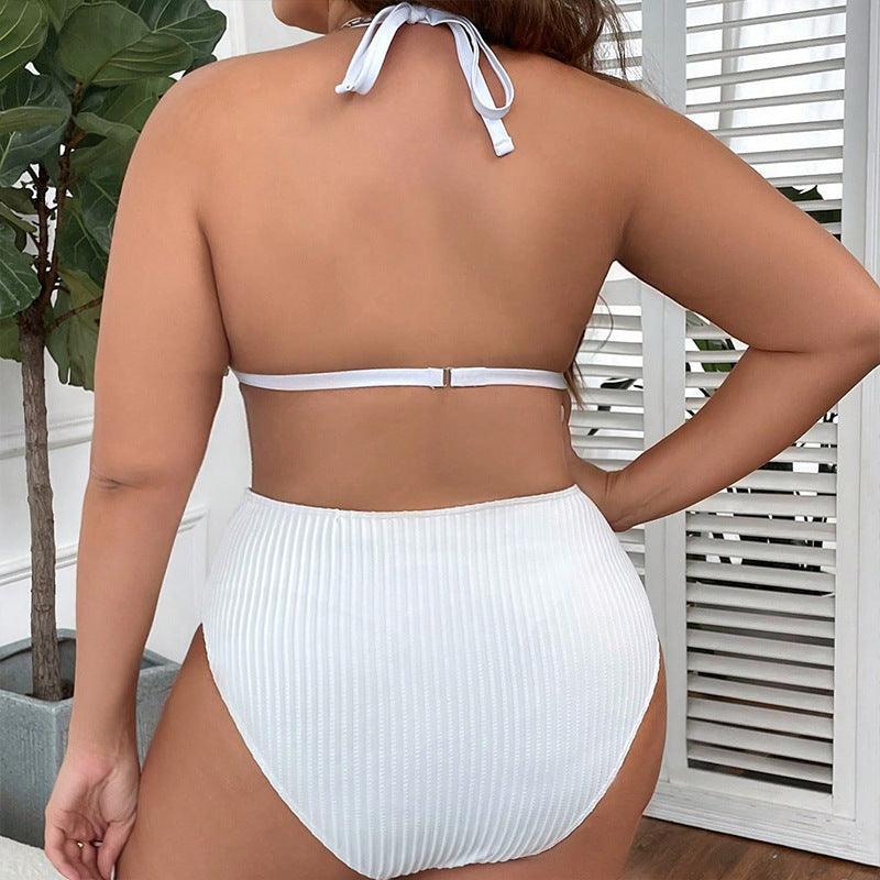 Halterneck With Suspenders Plus Size Swimming Beachwear Women's - fadidesign