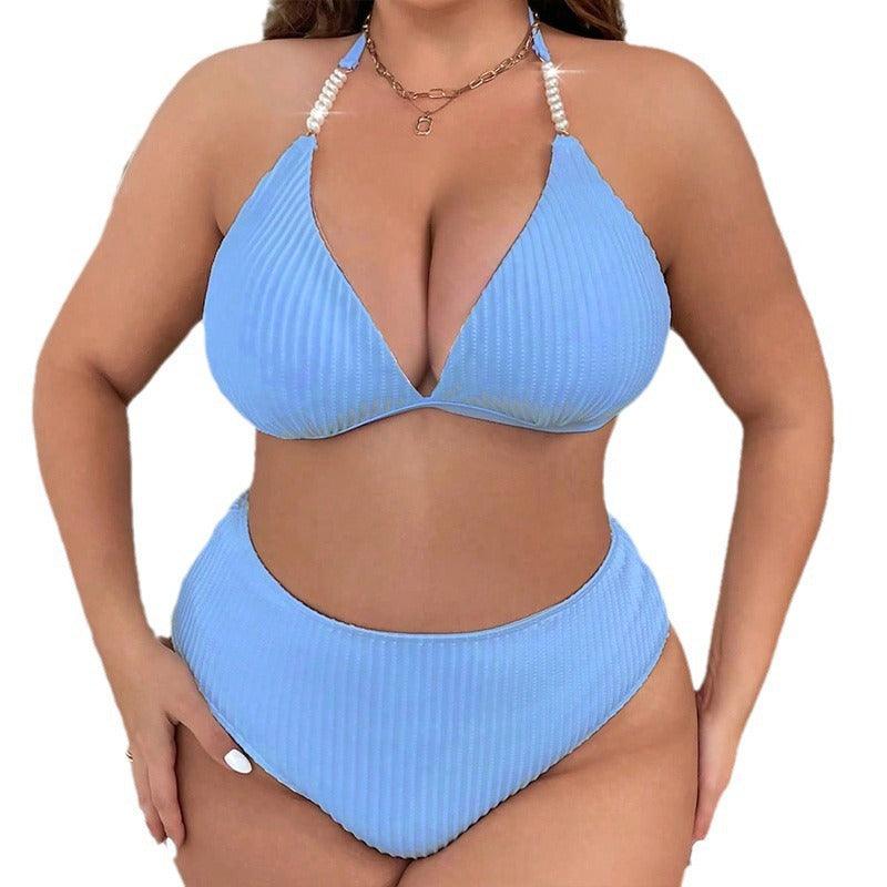 Halterneck With Suspenders Plus Size Swimming Beachwear Women's - fadidesign