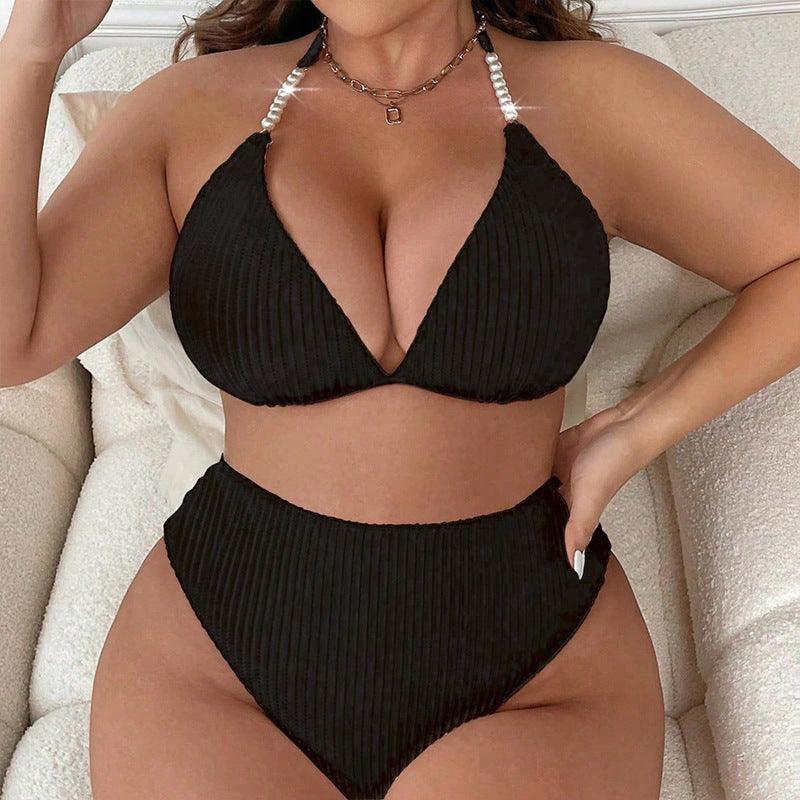 Halterneck With Suspenders Plus Size Swimming Beachwear Women's - fadidesign