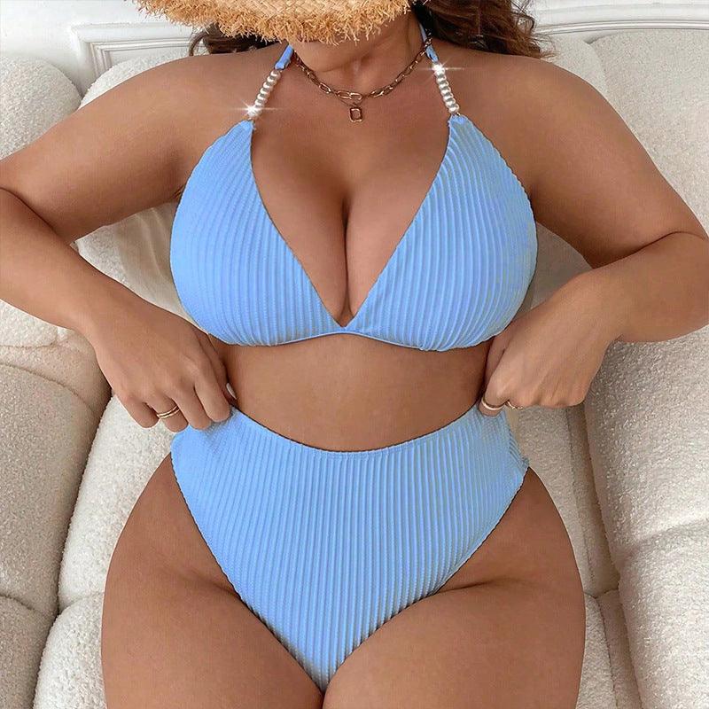 Halterneck With Suspenders Plus Size Swimming Beachwear Women's - fadidesign