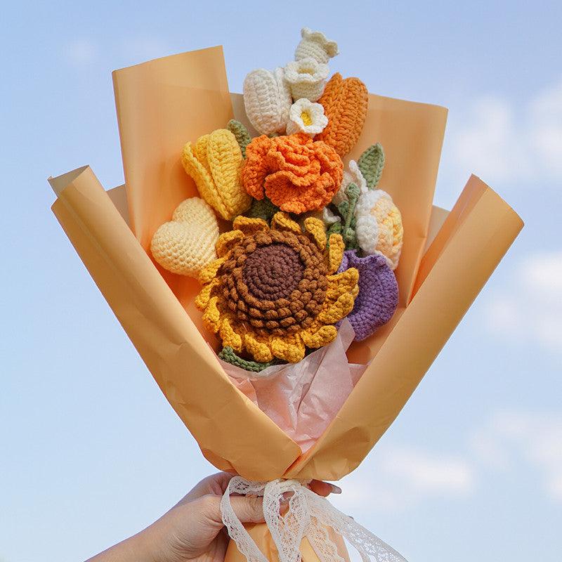 Hand-woven Sunflower Rose Bouquet - fadidesign