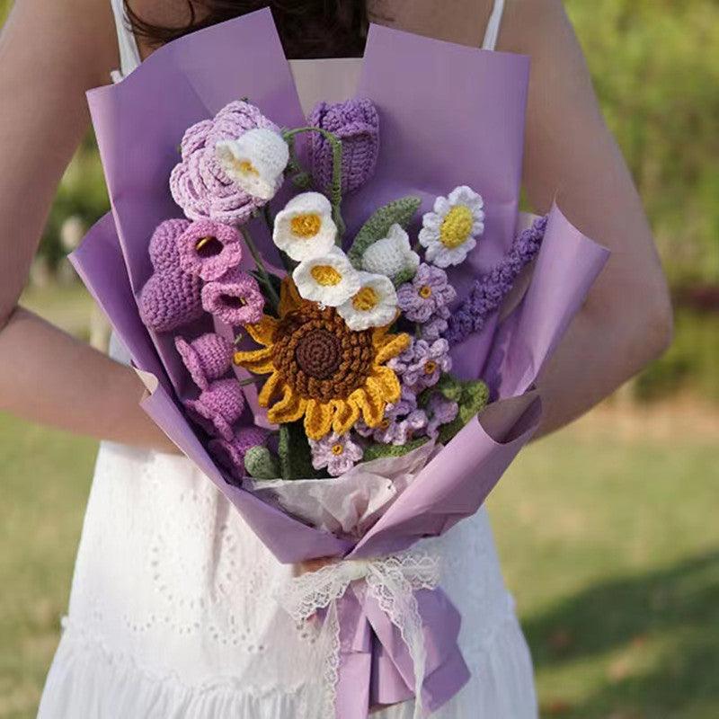 Hand-woven Sunflower Rose Bouquet - fadidesign