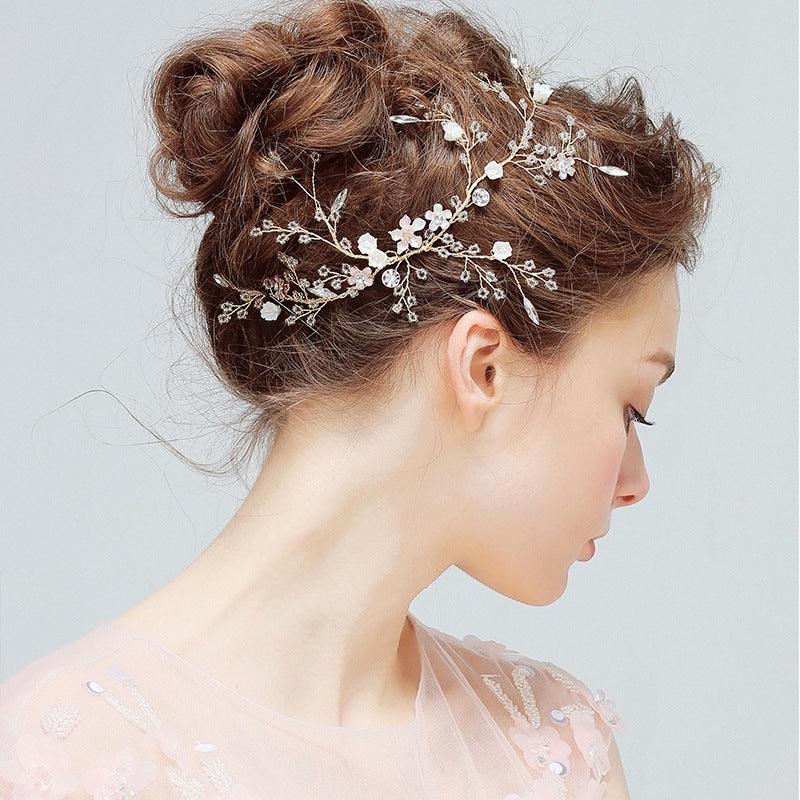 YJ612 bride hair headdress flower crystal beads handmade headwear hairpin wedding wedding accessories accessories side clamp - fadidesign