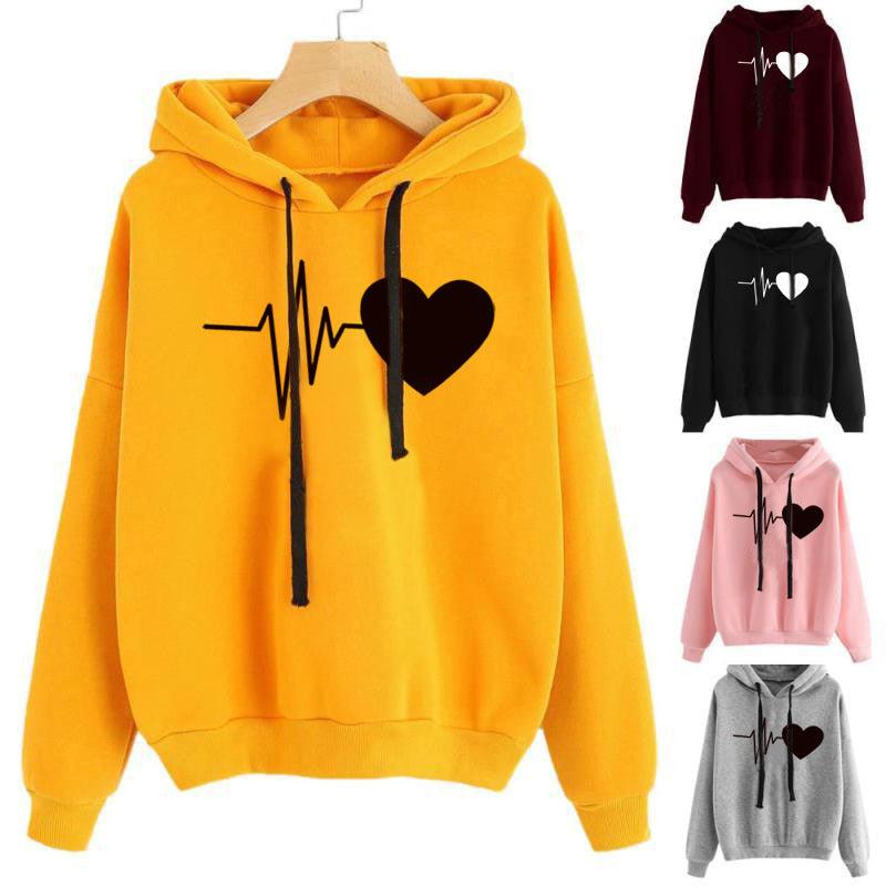 Heart Print Streetwear Hoodies Women Sweatshirt Spring Autumn Long Sleeve Hoodie Clothes - fadidesign