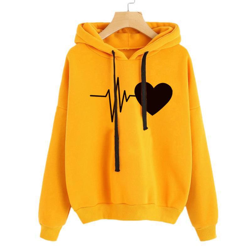 Heart Print Streetwear Hoodies Women Sweatshirt Spring Autumn Long Sleeve Hoodie Clothes - fadidesign