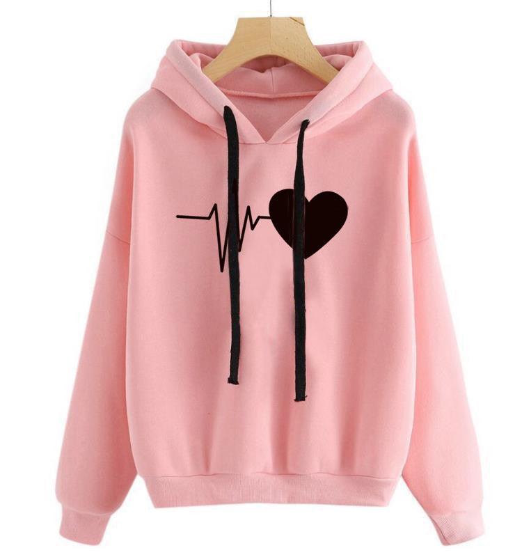 Heart Print Streetwear Hoodies Women Sweatshirt Spring Autumn Long Sleeve Hoodie Clothes - fadidesign