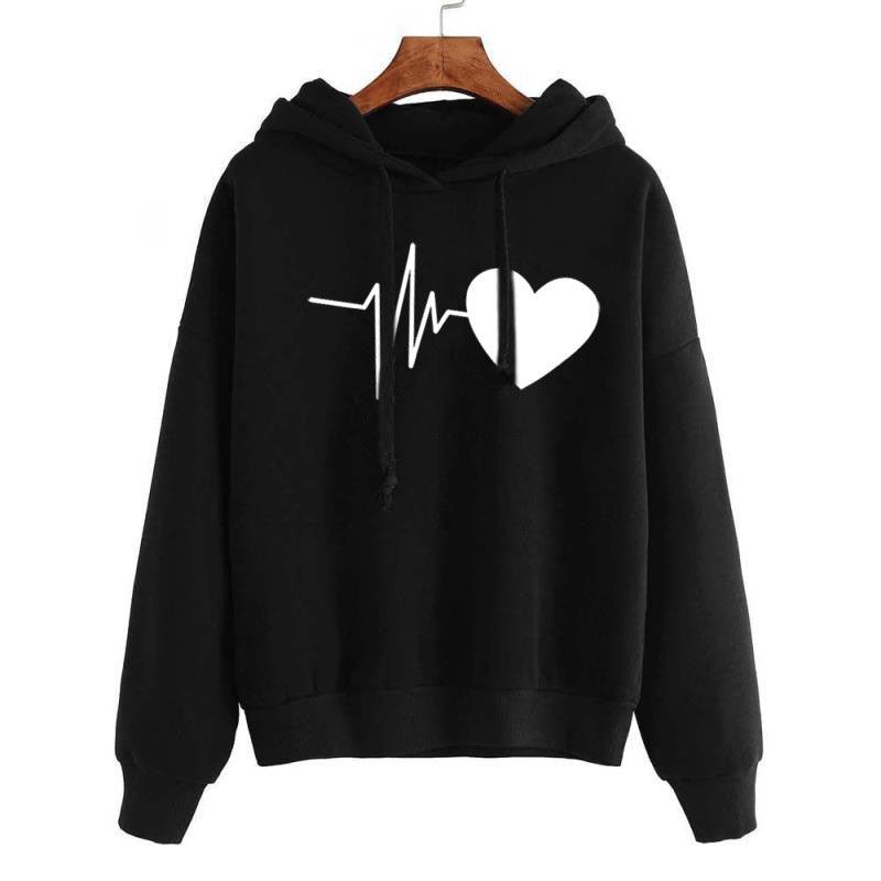 Heart Print Streetwear Hoodies Women Sweatshirt Spring Autumn Long Sleeve Hoodie Clothes - fadidesign