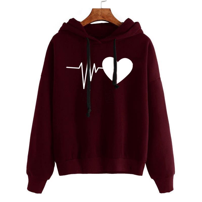 Heart Print Streetwear Hoodies Women Sweatshirt Spring Autumn Long Sleeve Hoodie Clothes - fadidesign