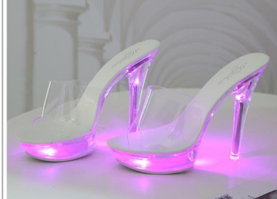 High Heel Luminous Fashionable Women Slippers - fadidesign