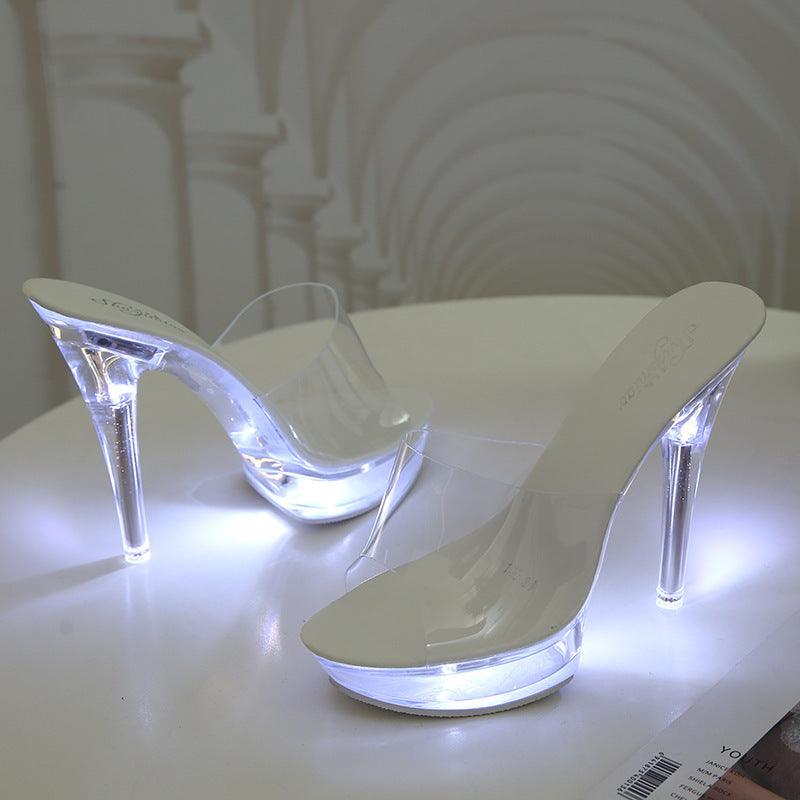 High Heel Luminous Fashionable Women Slippers - fadidesign