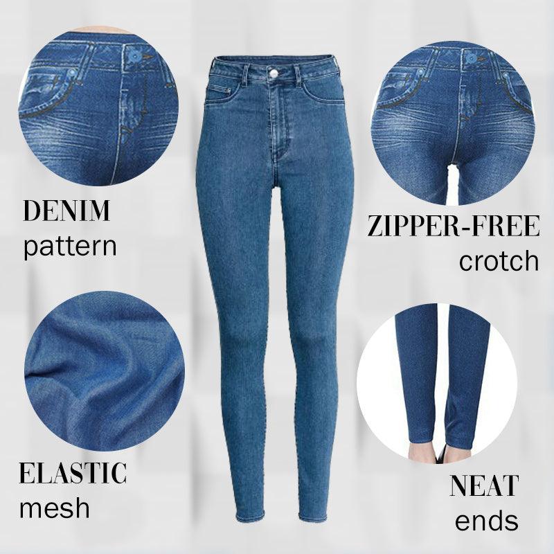 High Rise Waist Skinny Slim Fit Stretch Casual Basic Denim Pants With Faux Pockets - fadidesign