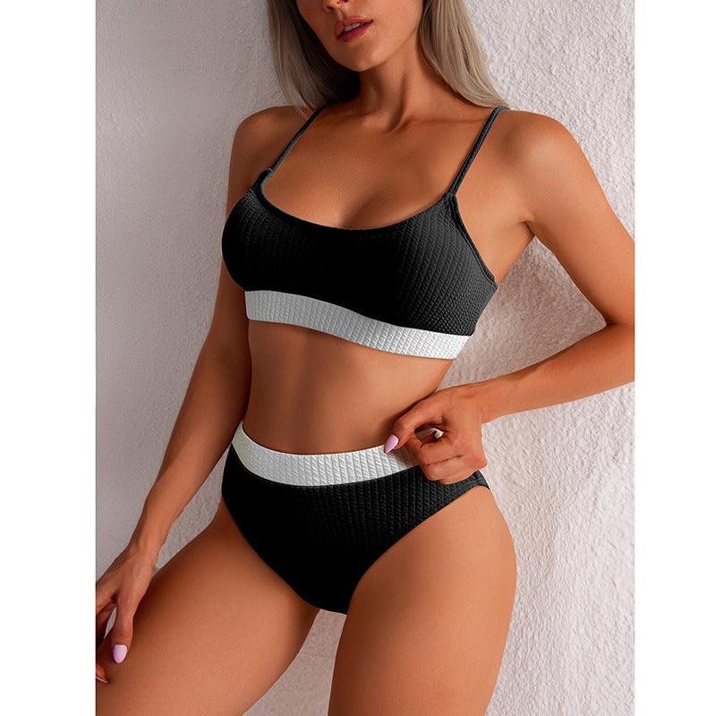 High Waist Bikini Swimwear Women Swimsuit New Push Up Biquini Ribbed Bathing Suit Women Sexy High Cut Bikinis Set - fadidesign