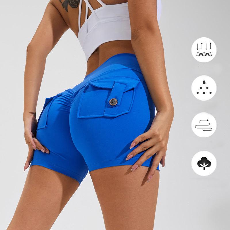 High Waist Hip Lifting Shorts With Pockets Quick Dry Yoga Fitness Sports Pants Summer Women Clothes - fadidesign