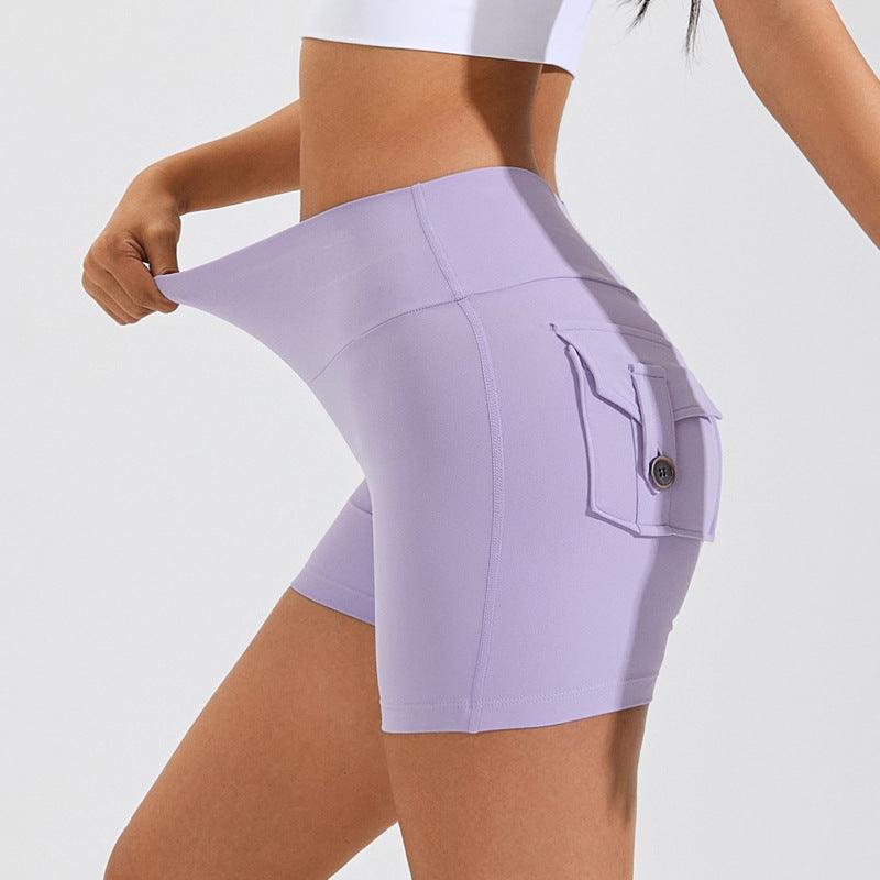 High Waist Hip Lifting Shorts With Pockets Quick Dry Yoga Fitness Sports Pants Summer Women Clothes - fadidesign