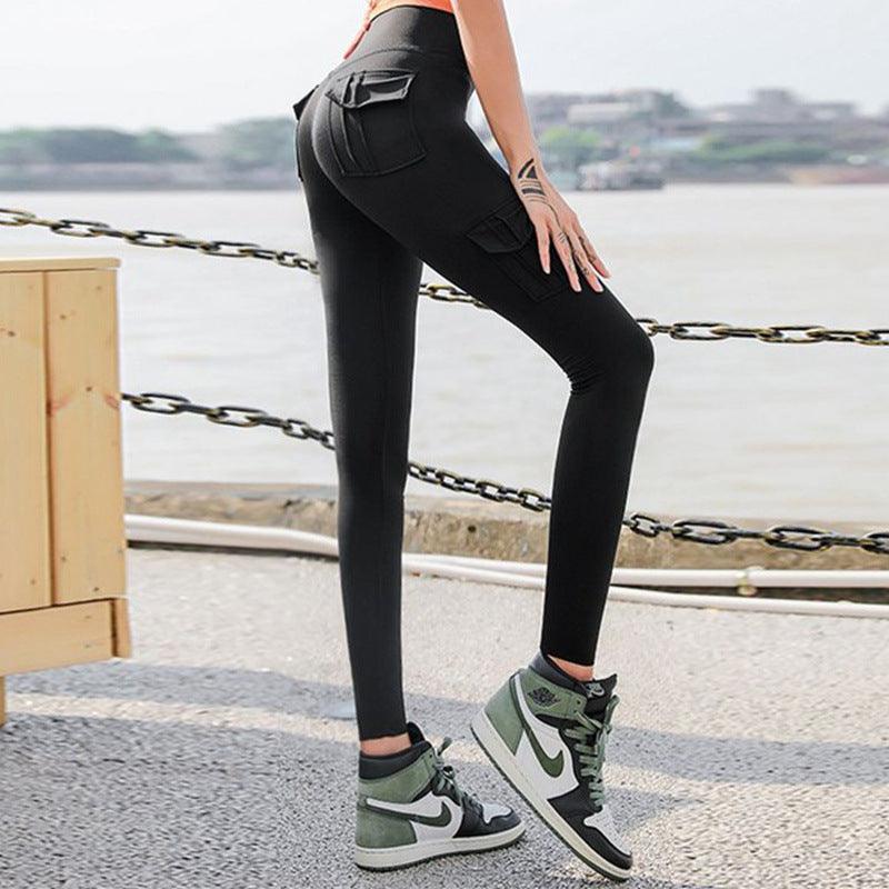 High Waist Leggings with Pockets Workout Gym Legging Scrunch Butt Yoga Pants - fadidesign