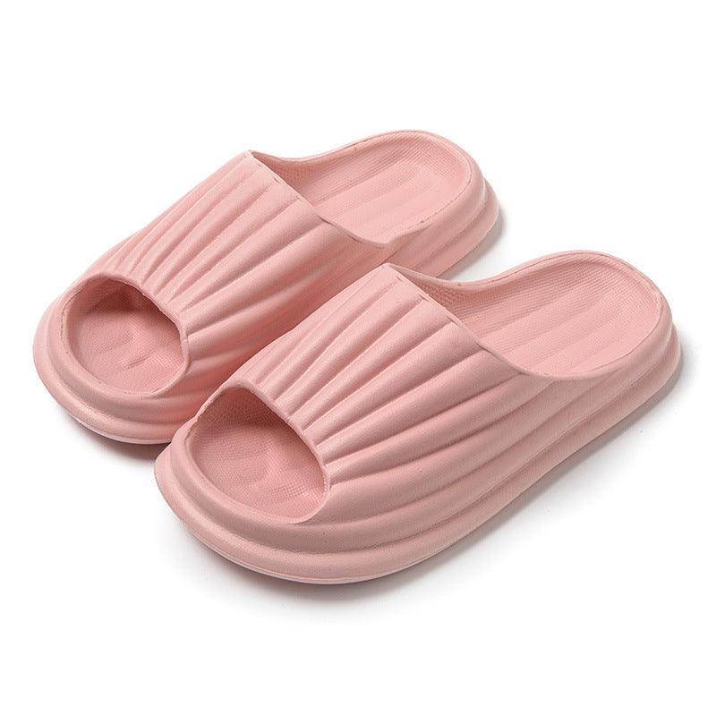 Home Slippers Women Men New Solid Striped Peep-toe Shoes House Floor Bathroom Slippers For Couple - fadidesign