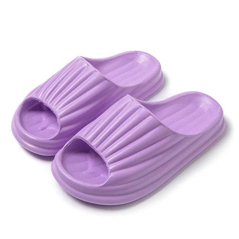 Home Slippers Women Men New Solid Striped Peep-toe Shoes House Floor Bathroom Slippers For Couple - fadidesign