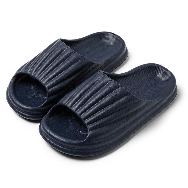 Home Slippers Women Men New Solid Striped Peep-toe Shoes House Floor Bathroom Slippers For Couple - fadidesign