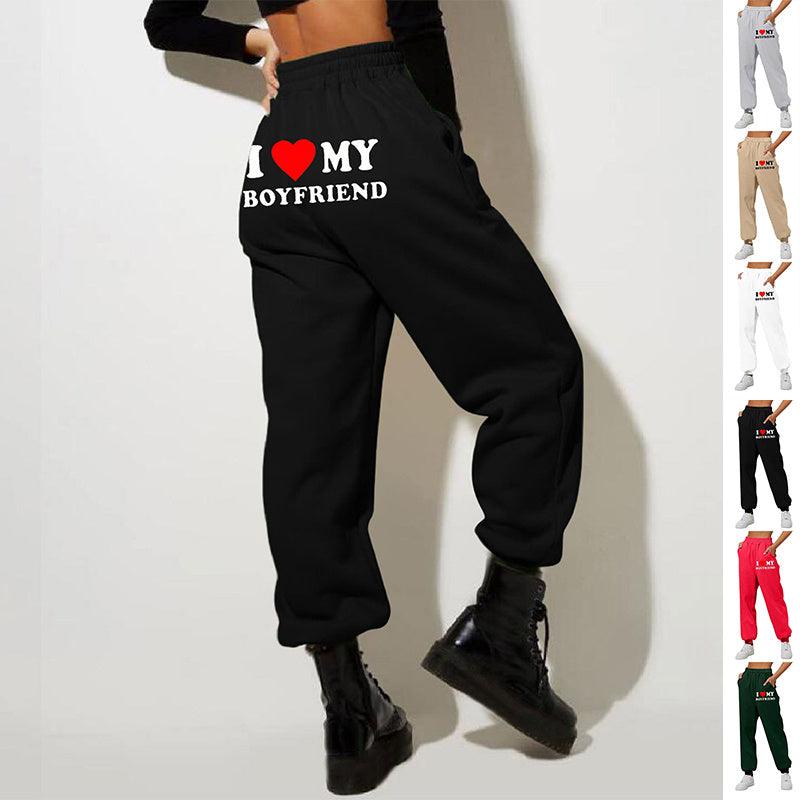 I Love MY BOYFRIEND Printed Trousers Casual Sweatpants Men And Women Sports Pants - fadidesign