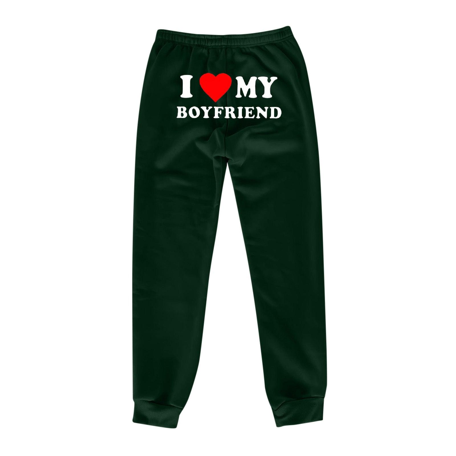 I Love MY BOYFRIEND Printed Trousers Casual Sweatpants Men And Women Sports Pants - fadidesign