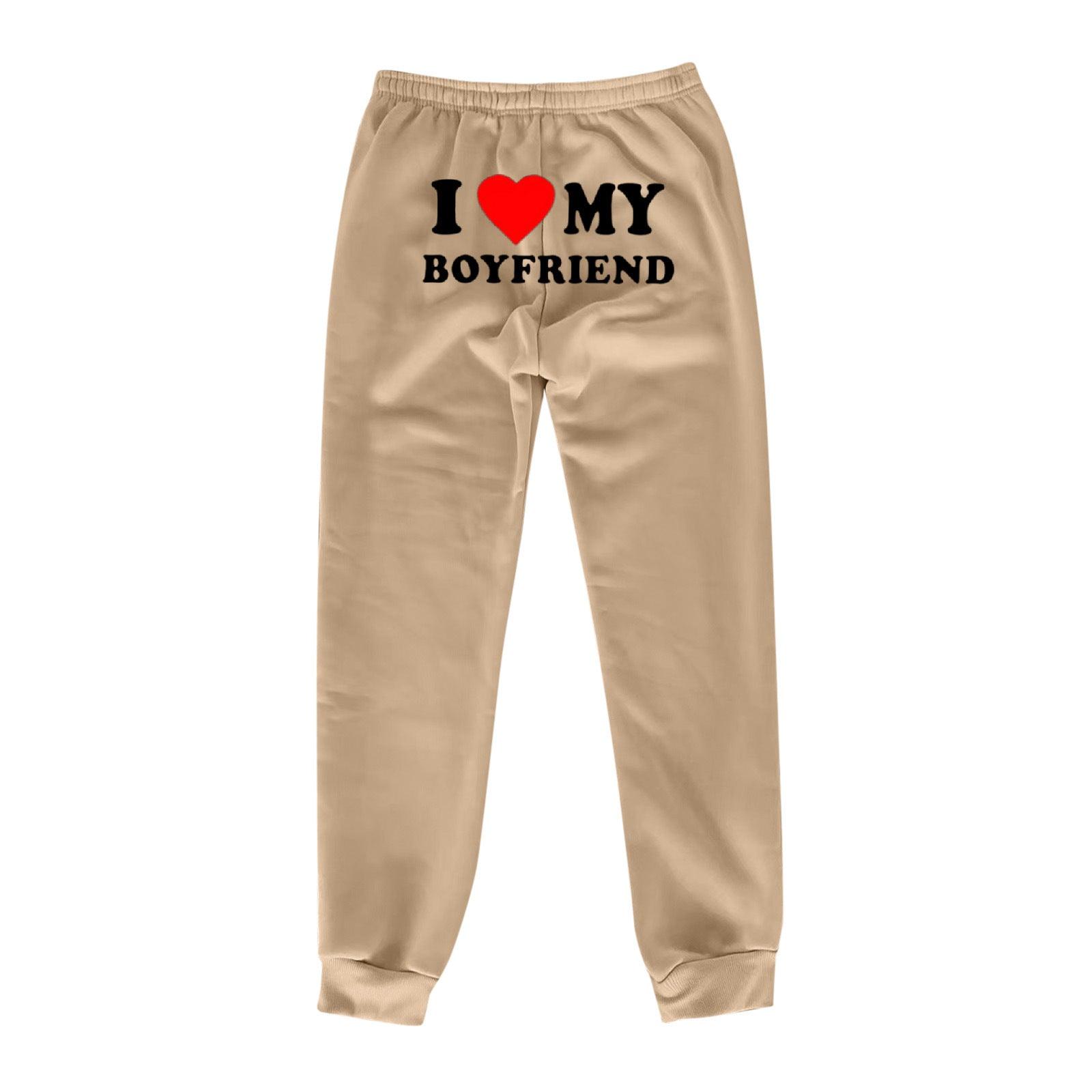 I Love MY BOYFRIEND Printed Trousers Casual Sweatpants Men And Women Sports Pants - fadidesign