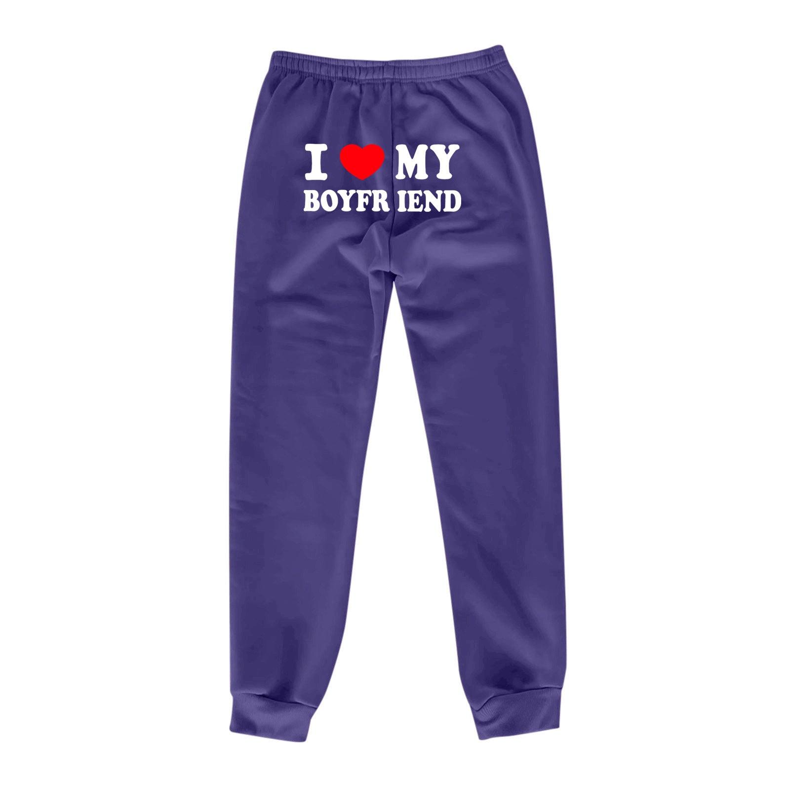 I Love MY BOYFRIEND Printed Trousers Casual Sweatpants Men And Women Sports Pants - fadidesign