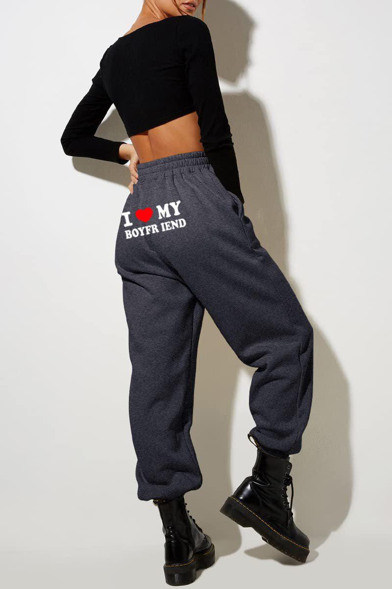 I Love MY BOYFRIEND Printed Trousers Casual Sweatpants Men And Women Sports Pants - fadidesign