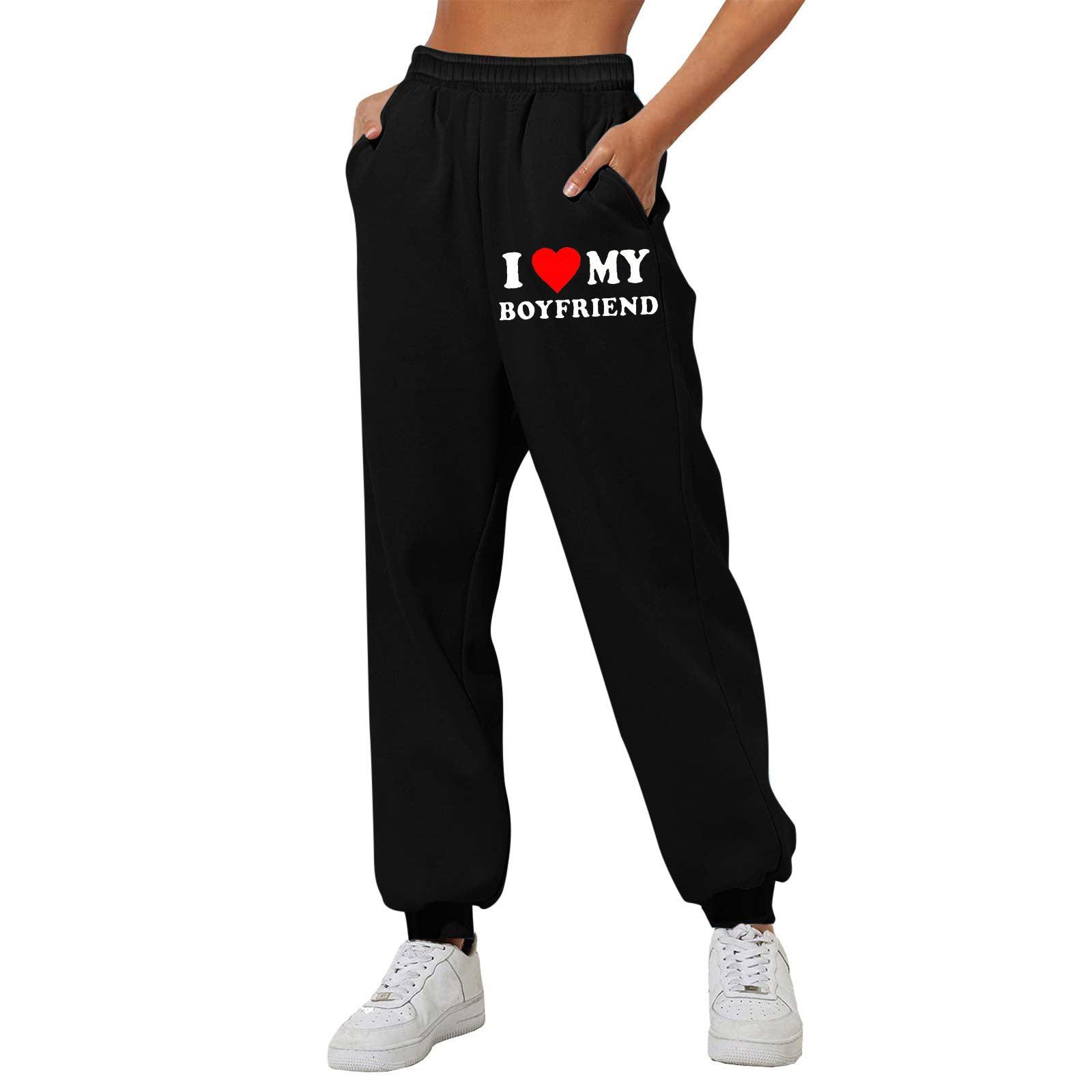 I Love MY BOYFRIEND Printed Trousers Casual Sweatpants Men And Women Sports Pants - fadidesign