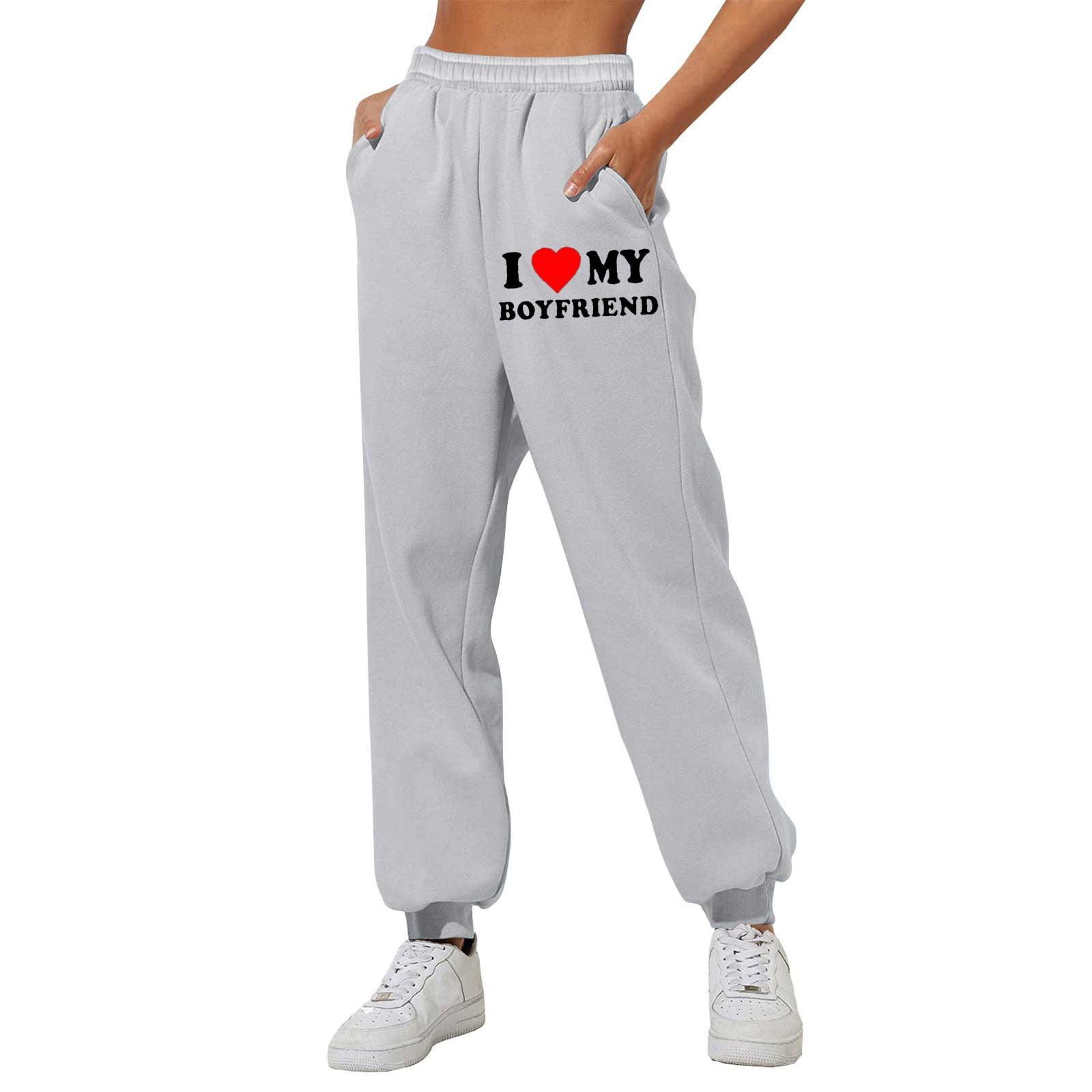 I Love MY BOYFRIEND Printed Trousers Casual Sweatpants Men And Women Sports Pants - fadidesign