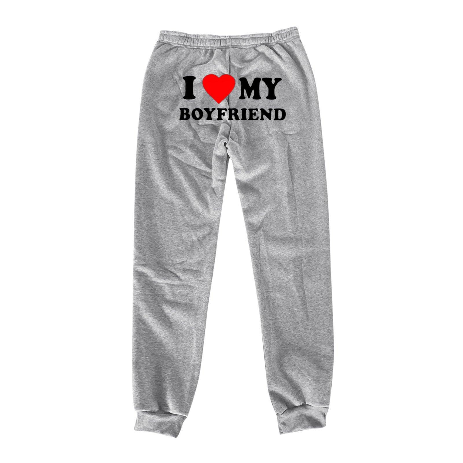 I Love MY BOYFRIEND Printed Trousers Casual Sweatpants Men And Women Sports Pants - fadidesign