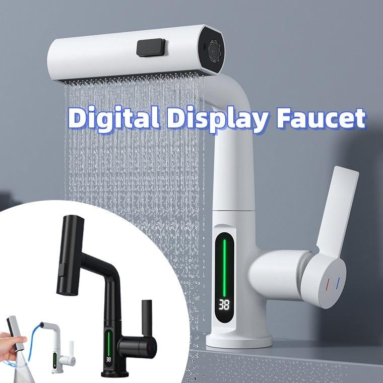 Intelligent Digital Display Faucet Pull-out Basin Faucet Temperature Digital Display Rotation - fadidesign