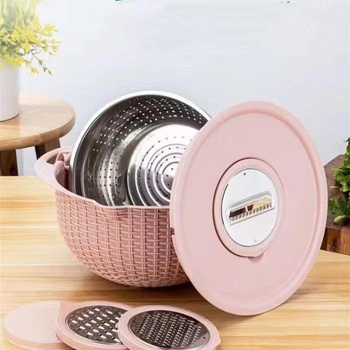 Kitchen Fruit Tray Removable Double Layer Fruit And Vegetable Basin Draining Basket Creative Household Rotating Washing Basket - fadidesign