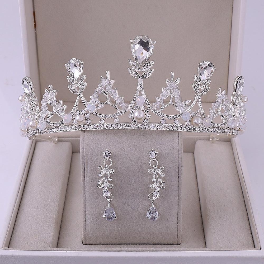 Korean Style Bridal Crown Earring Set - fadidesign