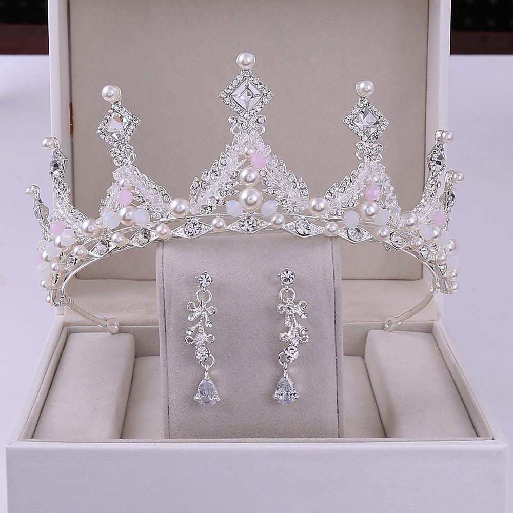 Korean Style Bridal Crown Earring Set - fadidesign