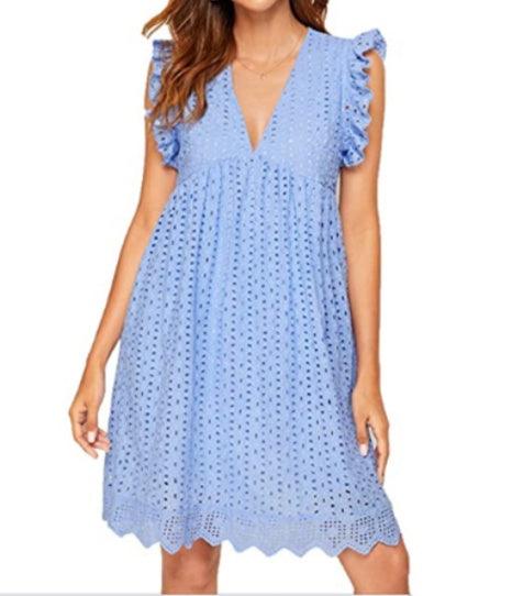 Lace Dresses With Pocket Summer Sleeveless Jacquard Cutout V-Neck Beach Dress - fadidesign