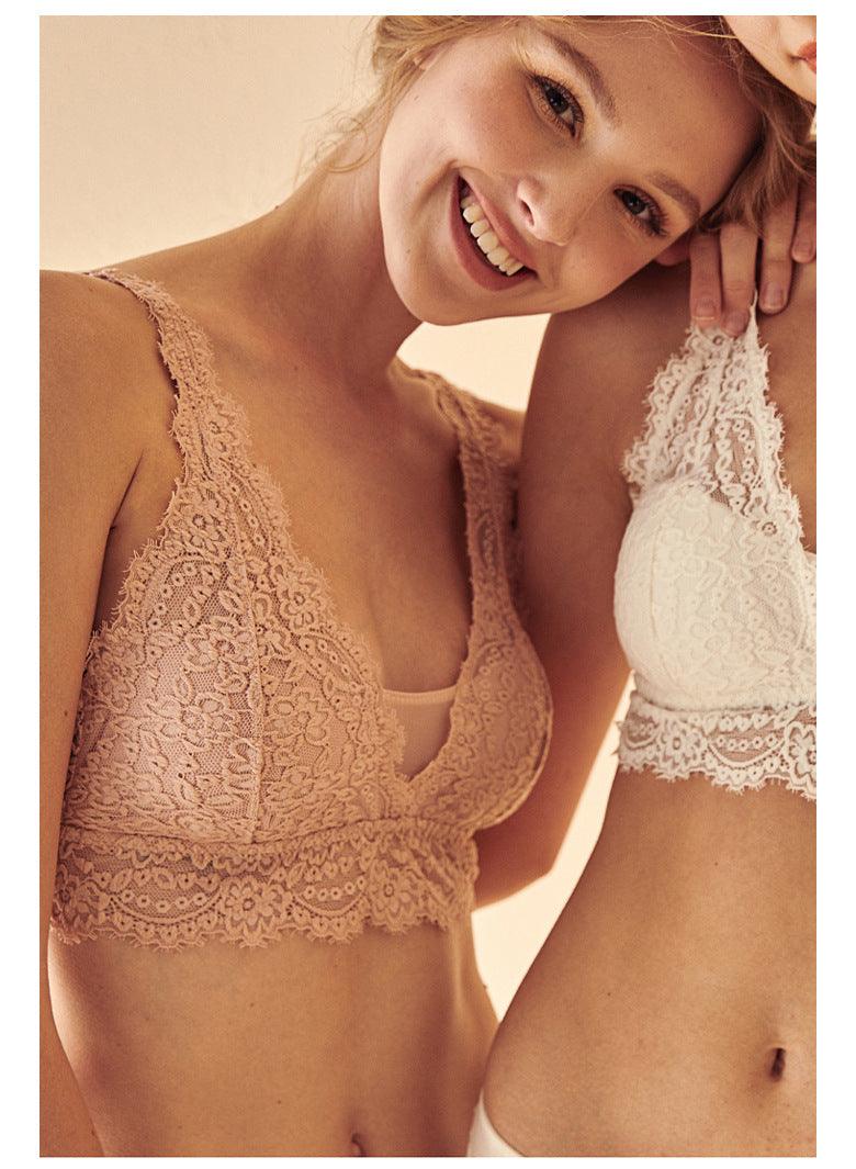 Laceless Bra Gathering Bra Lace Bra Set - fadidesign