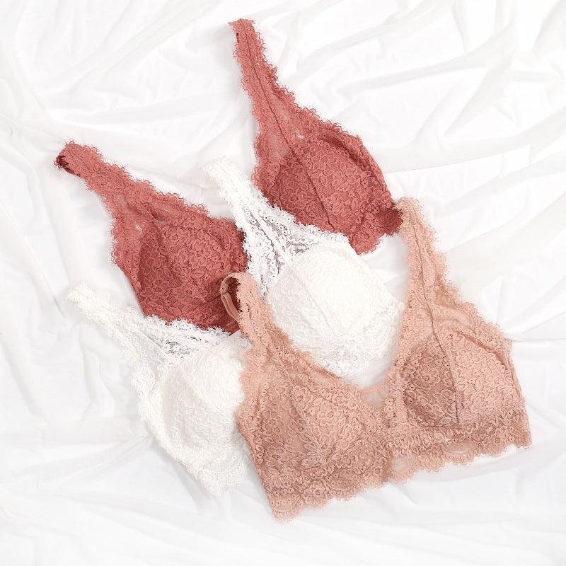 Laceless Bra Gathering Bra Lace Bra Set - fadidesign