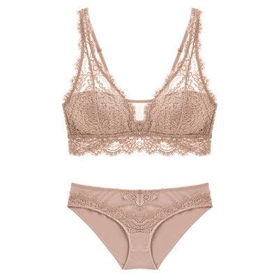 Laceless Bra Gathering Bra Lace Bra Set - fadidesign