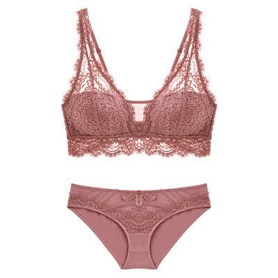 Laceless Bra Gathering Bra Lace Bra Set - fadidesign