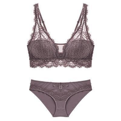 Laceless Bra Gathering Bra Lace Bra Set - fadidesign