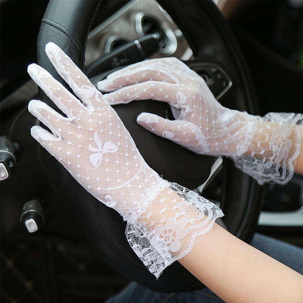 Ladies Black Lace Mesh Hollow Sunscreen Gloves - fadidesign