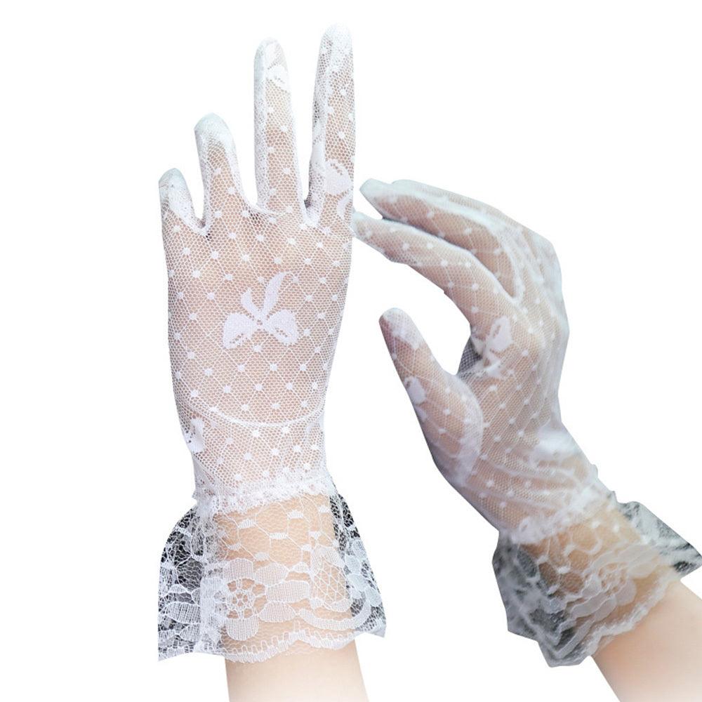 Ladies Black Lace Mesh Hollow Sunscreen Gloves - fadidesign