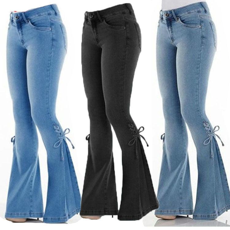 Ladies jeans mid-waisted denim trousers stretch jeans - fadidesign