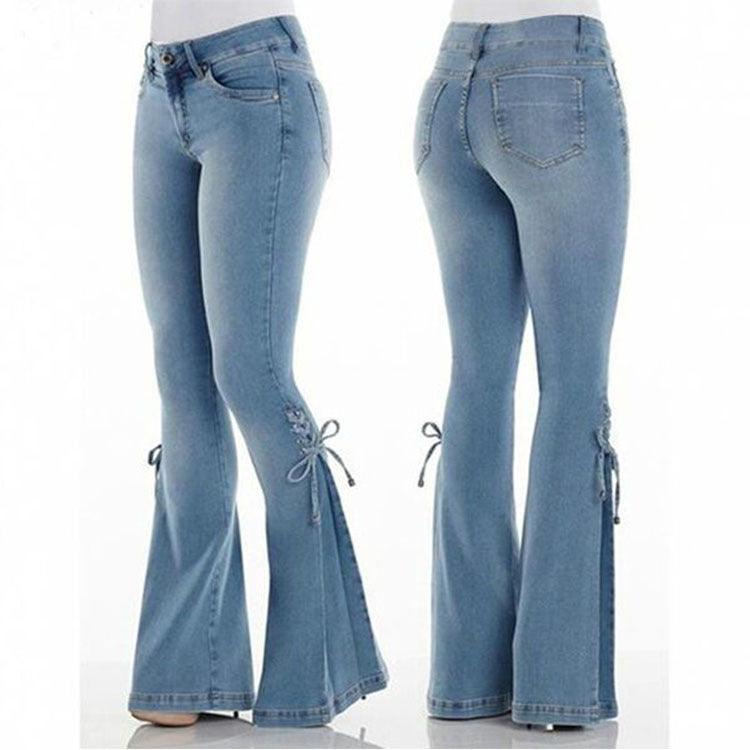 Ladies jeans mid-waisted denim trousers stretch jeans - fadidesign