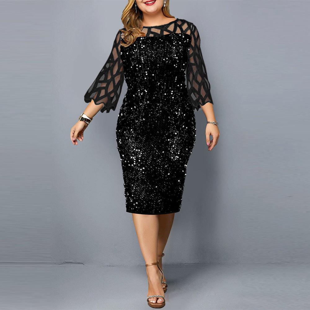 Latest fashion party dresses sequins plus size women sexy night club dress - fadidesign